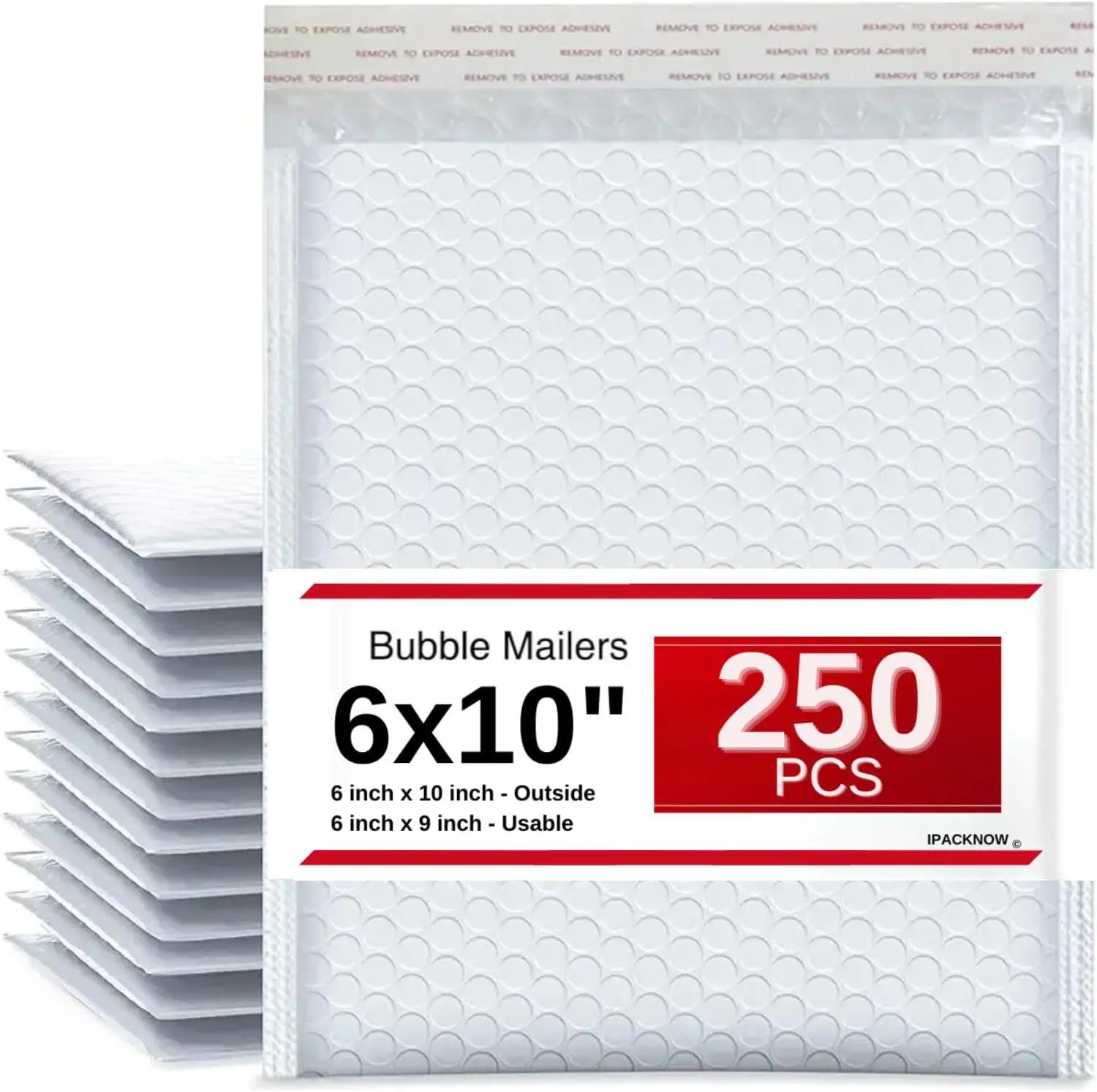 250 PC 6x10 Inches Poly Bubble Mailers Shipping Padded Envelopes Self Seal Waterproof Cushion Envelopes Waterproof Grey Usable 6x9" #0
