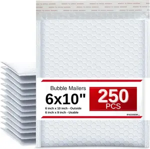 250 PC 6x10 Inches Poly Bubble Mailers Shipping Padded Envelopes Self Seal Waterproof Cushion Envelopes Waterproof Grey Usable 6x9" #0