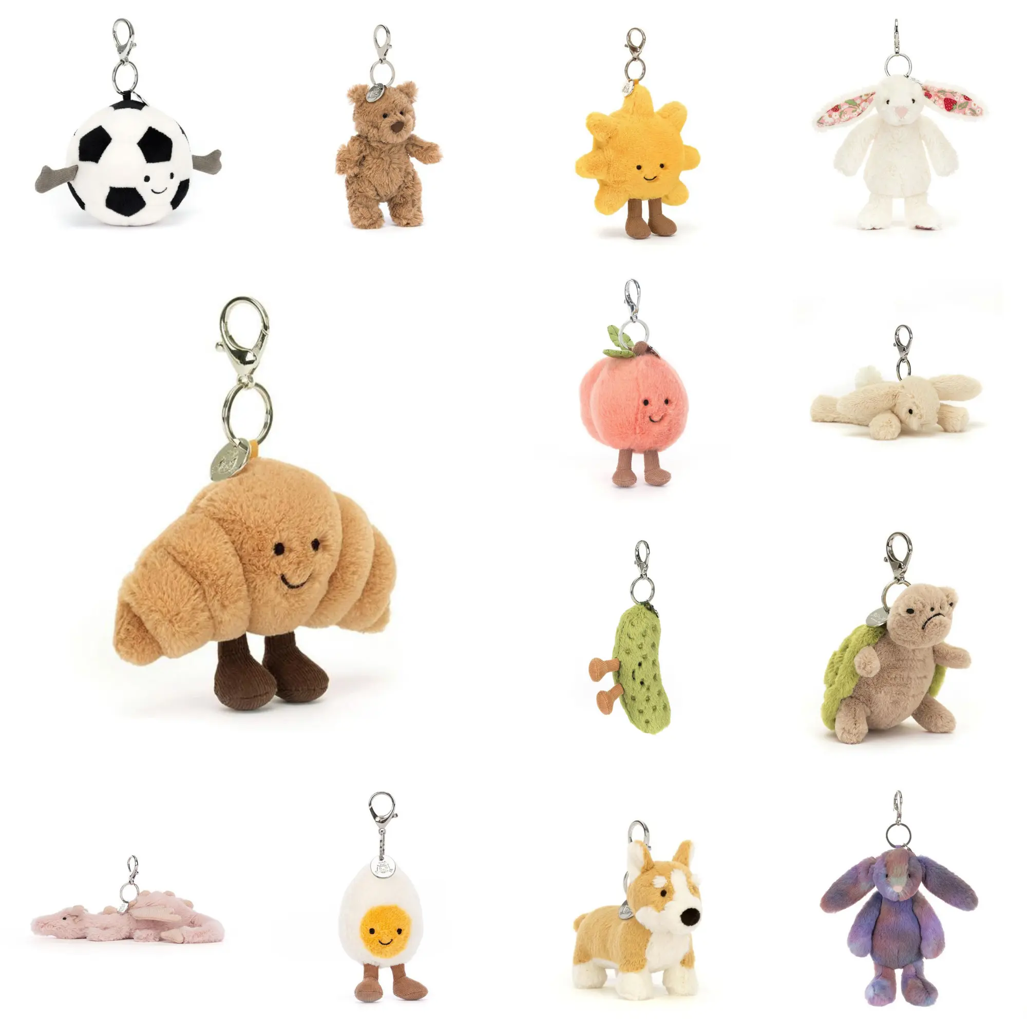 Jellycat Croissant Bag Charm – Cute Mini Stuffed Animal Keyring, Soft Bag Charm, Birthday Gift for Kids & Collectors Bag Decor Bag Pendant Keychain