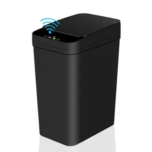 12L/3.1Gal Black Slim Smart Trash Can, Touchless Trash Can with Wave-Hand/Kick/Knee Sensing, One-Touch Always-Open, Sealed Odor-Proof Design for Bathroom/Kitchen/Office (Requires 2 AA Batteries, Not Included)