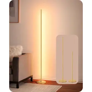 LED Corner Floor Lamp, Modern Slim Dimmable Light, Adjustable Height, 57.5" Minimalist Tall Lamp for Living Room, Bedroom, Office, 3000K Warm White Light (Gold)