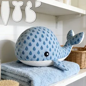 4-Piece Whale Pattern Quilting Templates for DIY, Washable and Reusable Pet Cutting Guides, Cute Plush Doll Sewing Tools for Craft Projects, Sewing Supplies Crafts, Sewing Accessories and Supplies