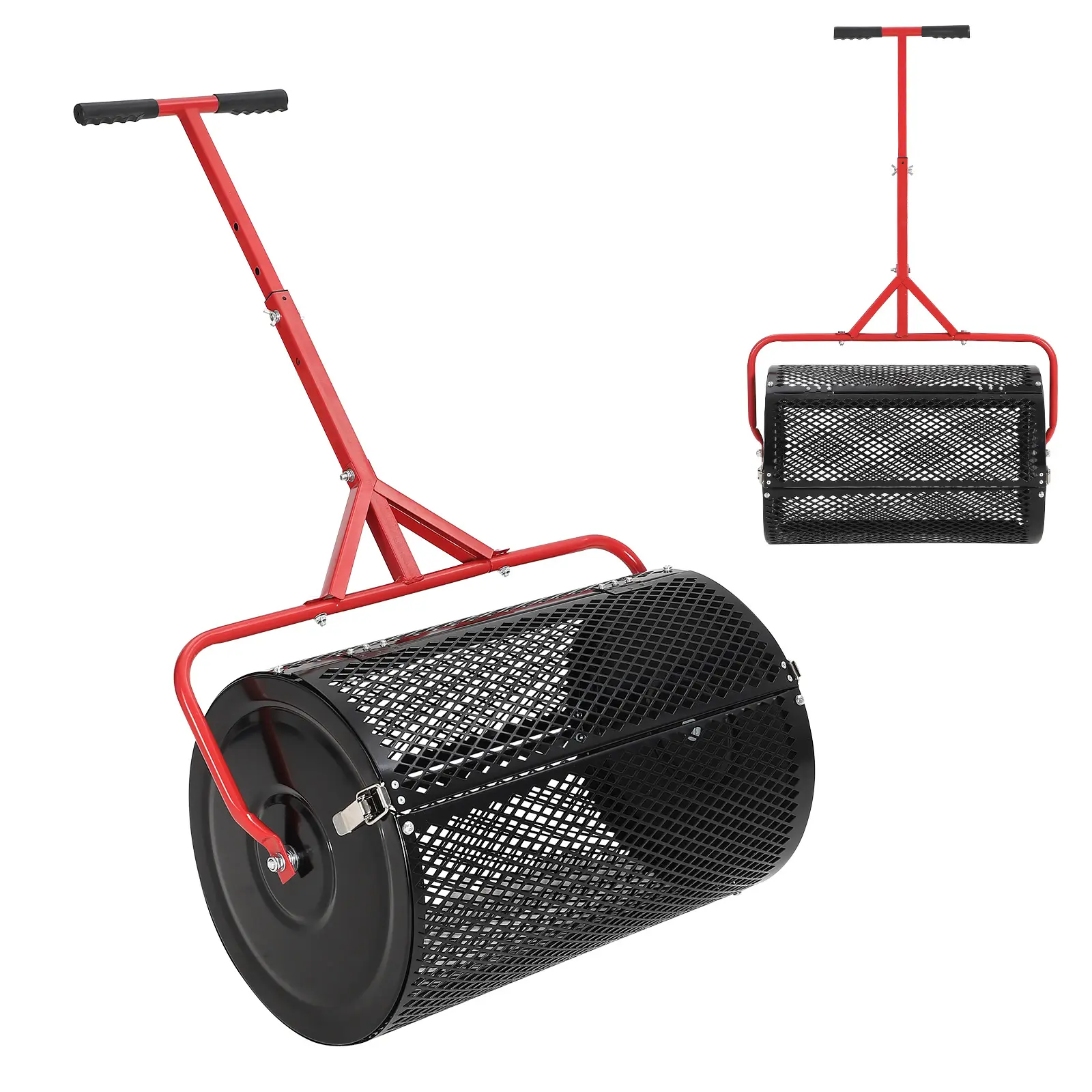 Garvee All-Steel Heavy-Duty Lawn & Garden Seeder Spreader (24-in) - 23.6-in Size, 15.7-in Diameter, Ergonomic T-Handle, Powder-Coated Mesh Roller, Side Latches, Easy Assembly/Use, Excellent Rust Protection, Ideal for Compost, Peat Moss, Fertilizer