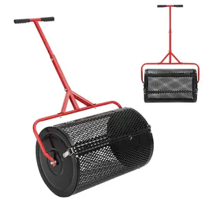 24 Inch Compost and Peat Moss Spreader – Adjustable T-Handle, Powder-Coated Metal Mesh Roller, Ideal for Spreading Grass Seed, Topsoil, Lawn Fertilizer – Durable Garden Seeder for Lawn Care
