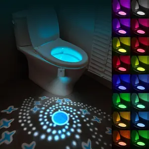 USB Rechargeable Motion Sensor Toilet Light RGB Atmosphere Lamp, 7 Color LED Night Light Wall Mount Decorative Lighting for Home Use