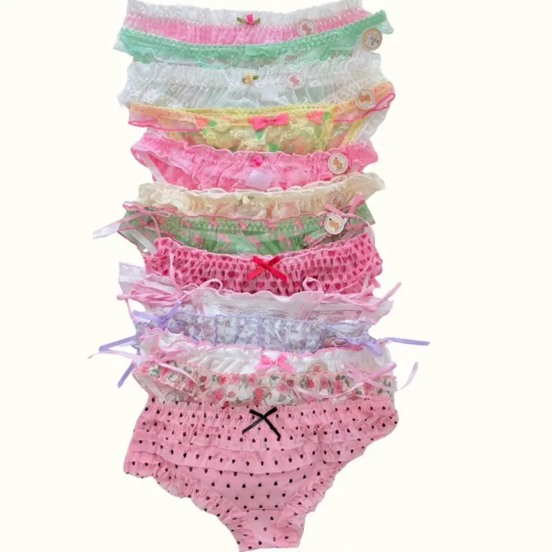 Unique Pieces | Lace & Ruffle Lingerie  Underwear Breathable Panty Print Panties Womenswear Cute