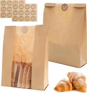 Spmarkt Sourdough Bread Bags, 13.8x8.3inch, 50-Pack Paper Loaf Bags With Windows for Homemade Bread, Birthday Parties, Weddings, Food Packaging and Storage bread baking supply Moisture Gift