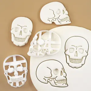 2Pcs Skull-shaped cutter mold, 3D Print cookie molds,suitable for parties,Halloween,reusable,baking essential tools