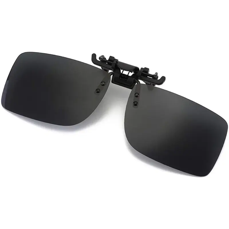 Rectangular Flip-Up Clip-on Sunglasses for Prescription Glasses, Polarized Anti-Glare Lenses with UV400 Protection for Driving, Polarised Sunglasses, Rectangular Sunglasses