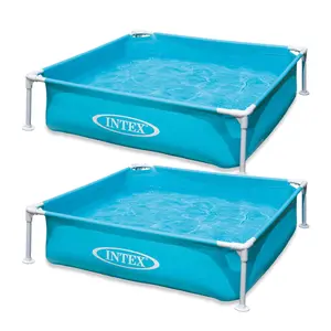 Intex Mini Frame Kids 4ft x 4ft x 12in Beginner Kiddie Swimming Pool (2 Pack)