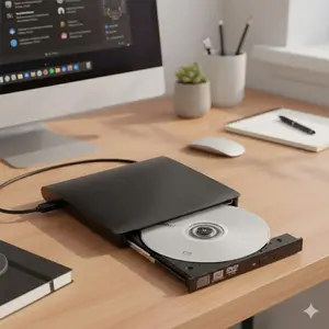 Ultra Slim Portable External CD/DVD Drive USB 3.0 Burner Writer Reader for Laptop Mac Windows Plug and Play Home Office