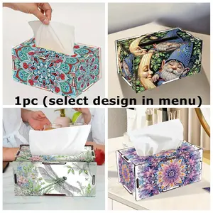 1pc DIY Diamond Art Wooden Tissue Boxes Kit, Tissue Storage Box Container, Crystal Rhinestone Diamond Painting Tissue Holder for Home Office Restaurant Decoration, Gifts for Friends and Family, Suitable for Birthday, Holiday Party