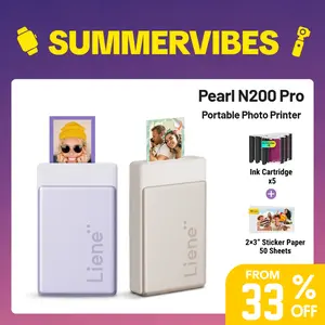 Liene Pearl N200 Pro Portable Photo Printer, Instant Mini Picture Printer for iPhone Smartphone, Thermal Dye Sublimation, Bluetooth Sticker Printer 50 Sheets 2x3 Adhesive Paper & 5 Cartridges, outdoor fun, SummerVibes, pet lovers, Mother's Day