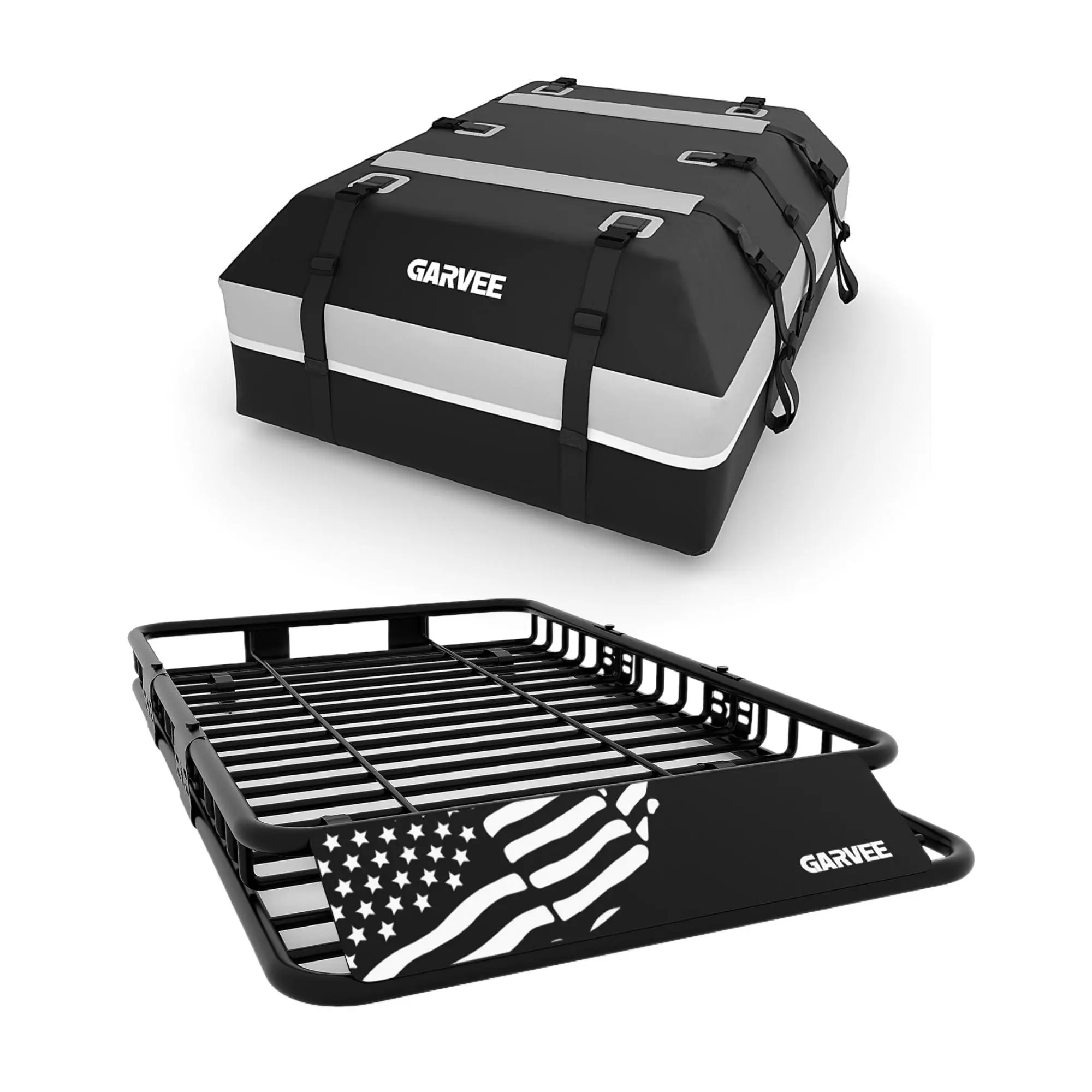 GARVEE 64" x 39" Universal Roof Rack Basket, 200 Lbs Capacity Rooftop Cargo Carrier Basket With 21 Cubic Feet (52" x 39") Waterproof Luggage Bag, for Suvs, Trucks, Vehicles