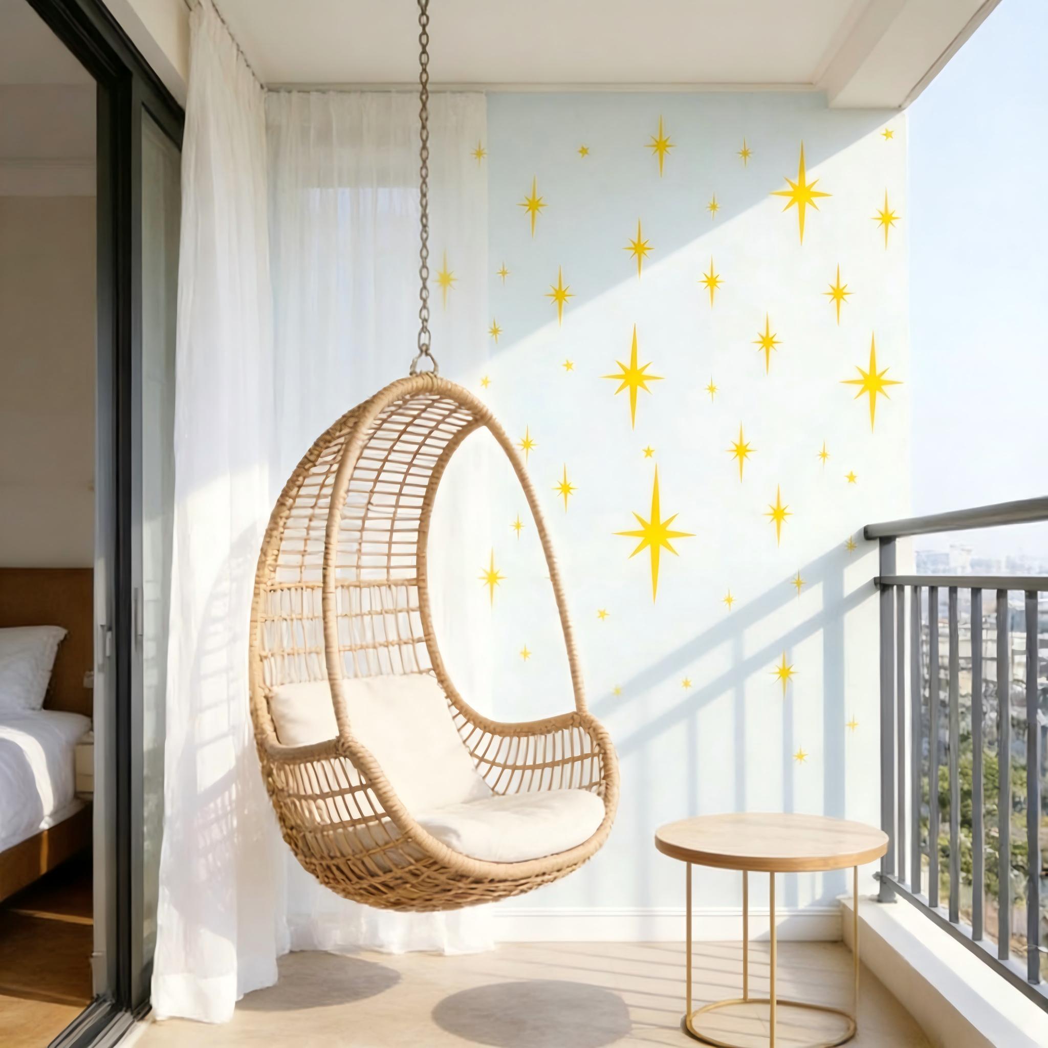 116-Piece Sparkle Star Wall Stickers for Girls Room | 6 Sizes | Easy Stick & Peel Wall Decor