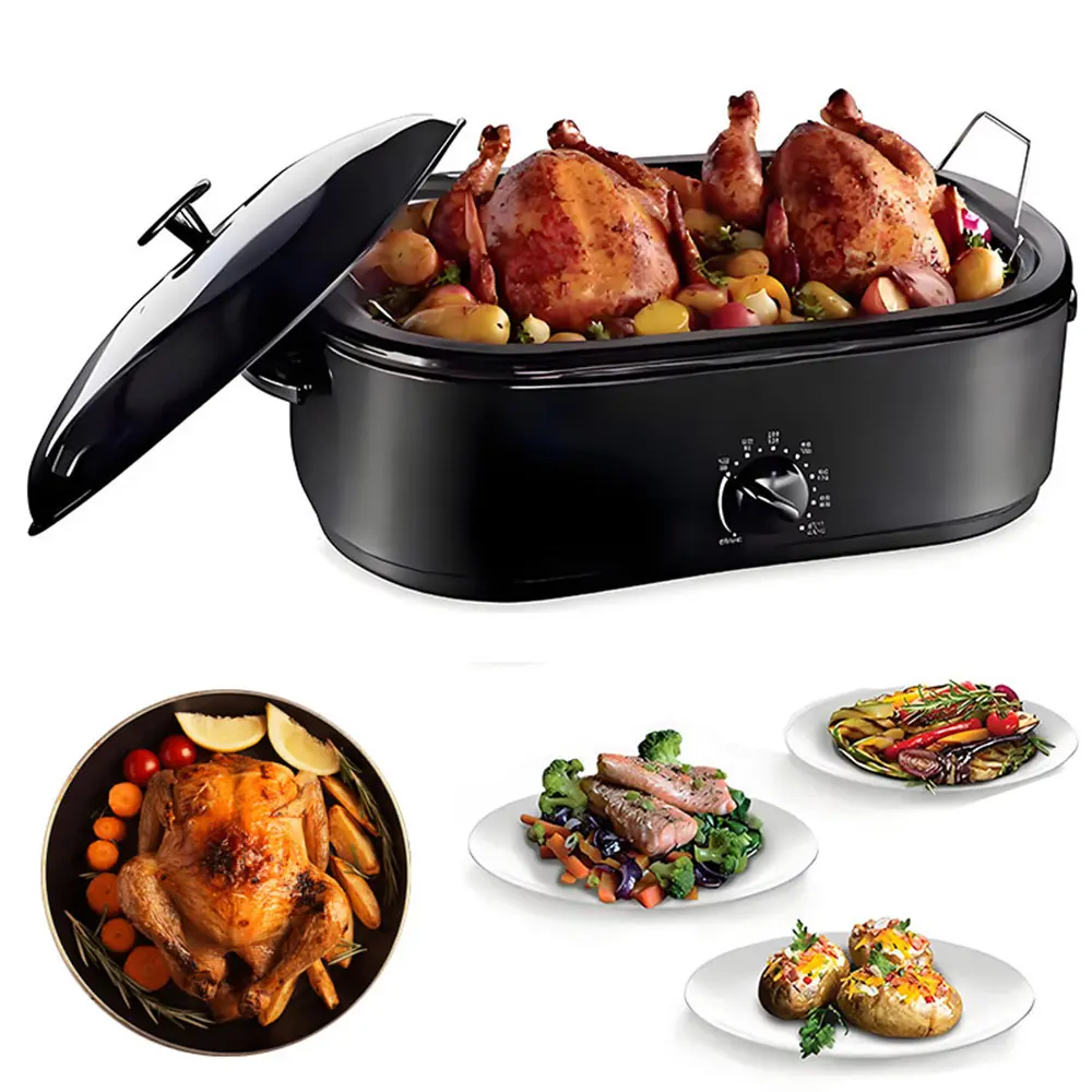 16 Qt Capacity Electric Turkey Roaster Oven, 1450 Watts Model with 150-450°F Advanced Temperature Control, Self-Basting Lid, Stainless Steel Rack, Even Heating, Easy Cooking & Serving, Father's Day Gift Option