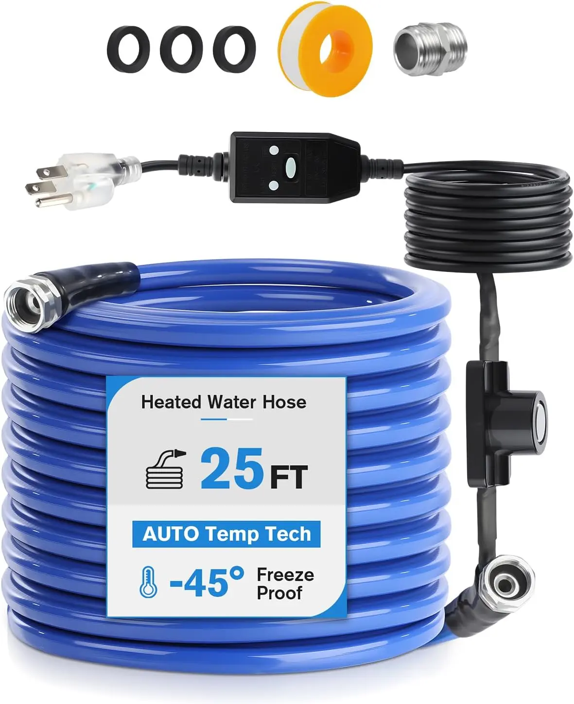 25FT Drinking Water Hose, Heated Anti Freeze Garden Hose Camper | BPA free non-toxic drinking water heated anti-freeze hose ideal for camper rv marine boat and garden home use