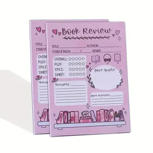 2pcs Book Review Sticky Note Pads, Self-Adhesive, 30 Sheets Per Pad, Paper Material, Book Accessories, for Book Lovers & Students, Note Taking & Journaling