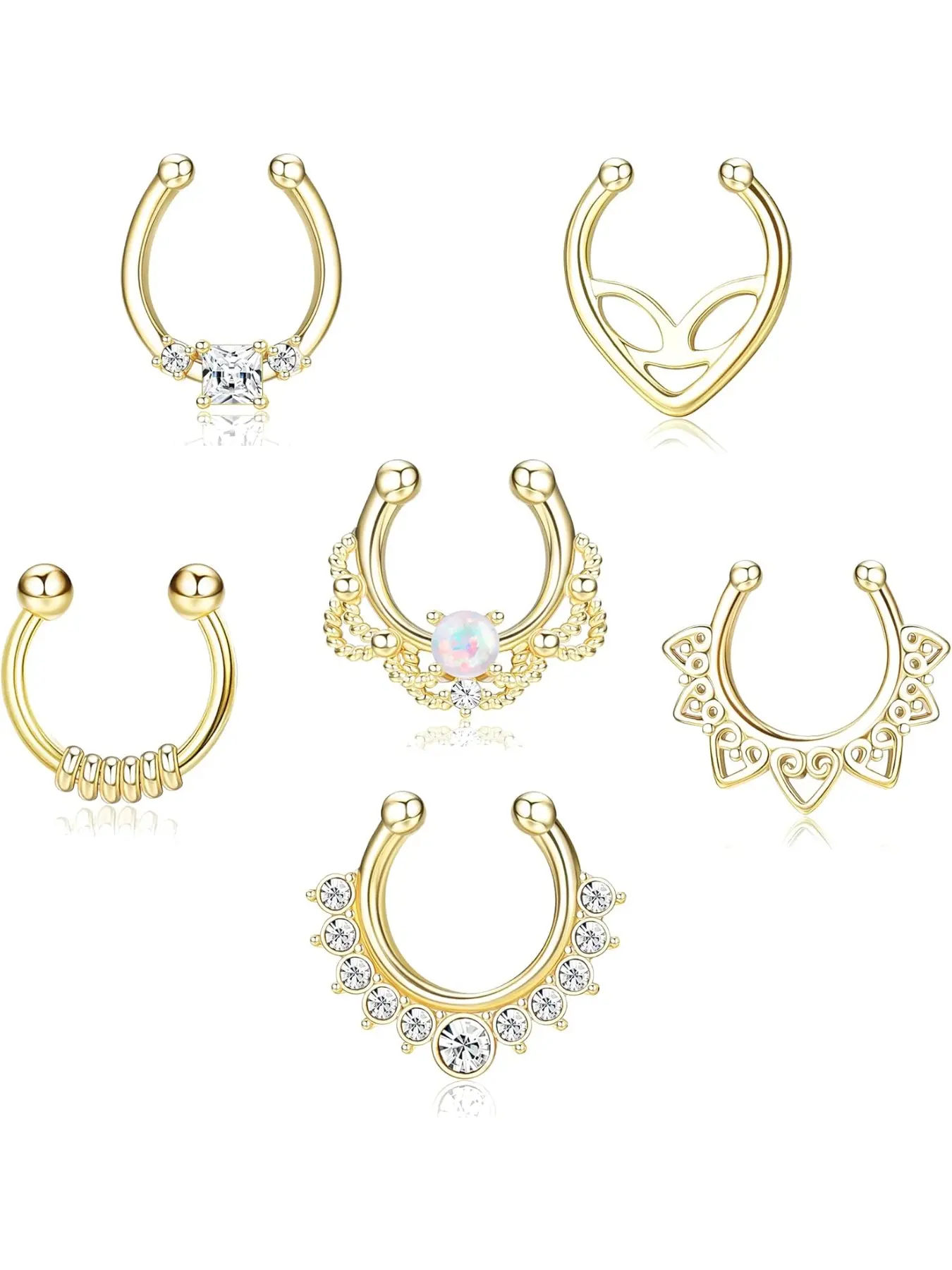 Fake Nose Ring Septum für Damen Herren Fake Nasenpiercing Ring Hoop Clip On Lip Ohr Fake Septum Piercing Fake Nasenring Septum Piercing Jewelry