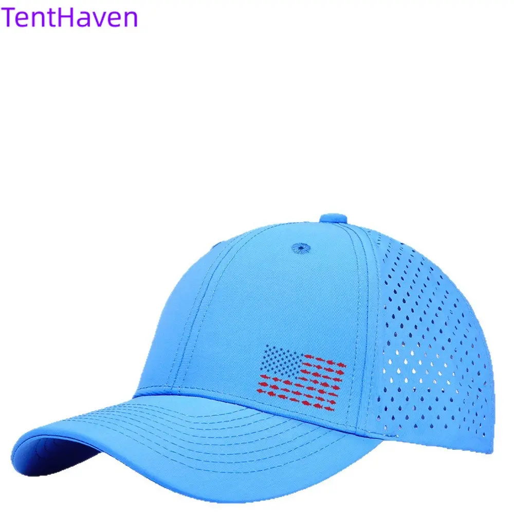 2026 Laser Perforated Flag Pattern Mesh Hat - Sun-Protective, Quick-Drying, Waterproof Sports Duckbill Cap for Outdoor Activities (Spring Glow Up)