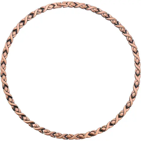 Jecanori Handmade Pure Solid Copper Women's Necklace - X-Shaped Unique Chain & Link, Magnetic Adjustable Customizable Fit, Unisex Handmade Jewelry, Fashion Costume Accessory