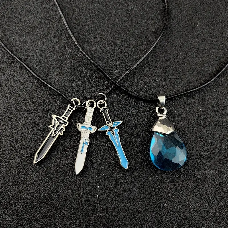 Sword Art Online Necklace SAO Kirigaya Kazuto Kirito Yuuki Asuna Elucidator Dark Repulser Lambent Light Rapier Pendant Jewelry