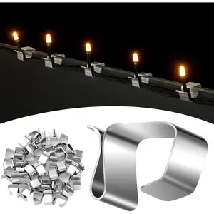 50 Pcs Lights Gutter Hook Clips for Hanging Outdoor Holiday Galvanized Lights Roof Hooks Christmas for Outside String Gutter Hangers Outdoor Seasonal Lighting for Halloween Xmas Decor (14 x 11 mm)