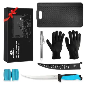 #SpringGlowUp MOSSY OAK Fish Fillet Knife Set, 5 PCS Fish Cleaning Kit Includes 7" Fishing Knife, Non-Slip Fish Fillet Mat, Knife Sharpener, Fish Scaler Remover and Cut Resistant Gloves, Fishing Accessories Gifts