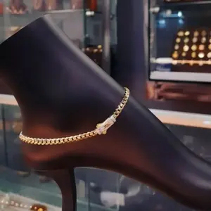 Monaco anklet 6mm Cuban chain women's anklet copper material electroplated  men's anklet length can be customized