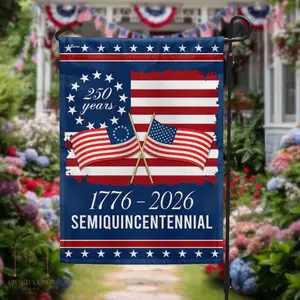 USA 250 Years Semiquincentennial Garden Flag 1776–2026 Patriotic Porch Flag, American Independence Day Outdoor Decor Flag, Fourth Of July Patriotic Yard Flag Decoration For Garden Porch Home