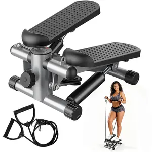 Portable Step Machine for Cardio Exercise Mini Home Stepper with Resistance Bands