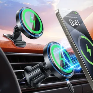 OANDYS MagSafe Car Mount Charger 15W Fast Magnetic Wireless Charger for iPhone 17/16/15/14/13/12 Series with LED Light & 360° Flexibility