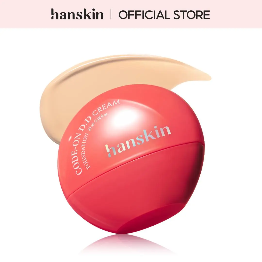 Hanskin Code On DD Cream Foundation - 35ml Korean CC Cream Makeup Base, Lightweight Hydration Boost, Blendable Full Coverage, Color Correction, Targets Dark Spots/Enlarged Pores, For All Skin Types, Evening Use, Youthful Uneven Skin Fix, Lightweight Cosme