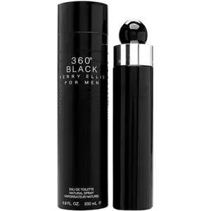 Perry Ellis 360 Black Men's Aromatic EDP Spray - 6.7 oz Luxurious Masculine Fragrance, Suede-Infused with Amberwood & Nutmeg Base, New in Box, Men's Fragrance Bottle, Fragrances