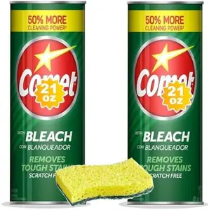 Cleaning Bundle – Includes Comet Powder Cleanser with Bleach (2 × 21 oz) + Heavy Duty Scrub Sponge – Kitchen & Bathroom Multi-Surface Cleaning Kit
