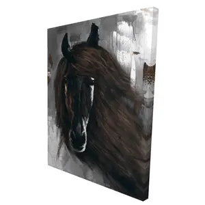360 Stand Dark Brown Horse Artwork Wall Print - 36x48 in. Detailed Depiction, Home & Office Decoration, Decorative Poster for Home Supplies, Artistic