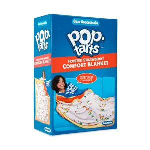 Pop-Tarts Cozy Concepts Co. Throw Blanket by Relatable – Giant Strawberry Pop-Tart Lookalike Blanket, 65” Soft Plush Throw for Teen Girl Room Decor, Cozy Gifts, and Funny Gag Gifts
