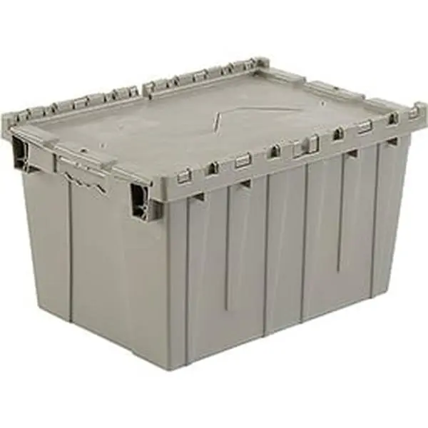 Monoflo International DC-2115-12GRAY Durable Rectangle Eco-Friendly Plastic Home Organizer Storage Box with Hinged Secure Lid, Handle, 21.87x15.25x12.87in Space-Saving Container
