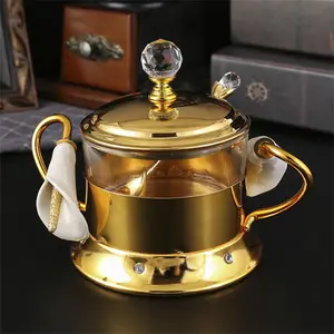 Clear Glass Seasoning Jar with Spoon, 1 Count Exquisite European Style Seasoning Storage Box, Kitchen Seasoning Container, Home Organizer, Utensils