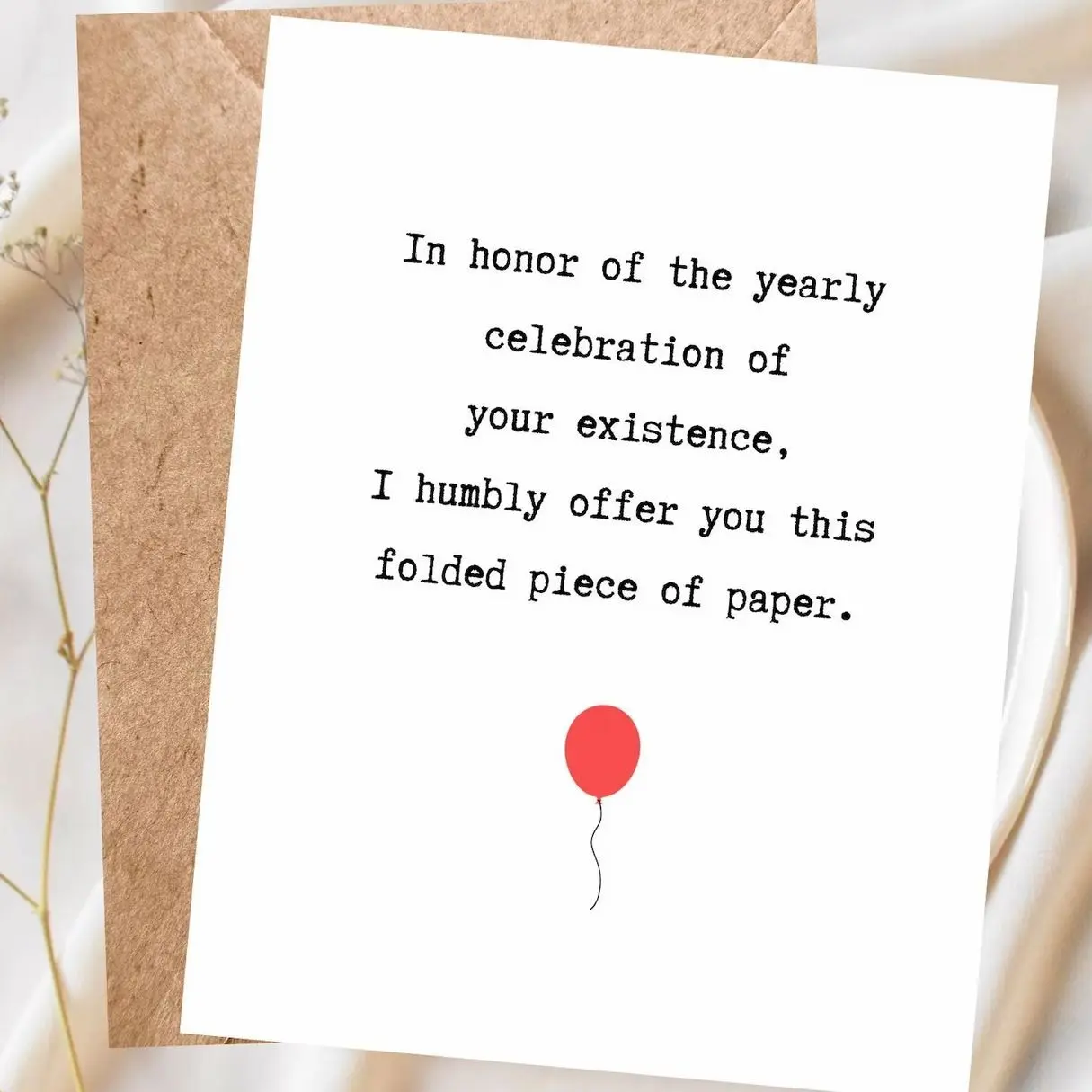 Funny 'Folded Piece of Paper' Birthday-Themed Greeting Card - Snarky Office Stationery for Greetings, Birthday-Themed Greeting Cards