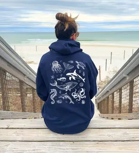 Sea Animals Hoodie, Ocean Life Sweatshirt, Beach Hoodie, Save The Shark, Oversize Hoodie, Trendy Hoodie,Sea lover, Animal Lover sweatshirt