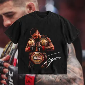 PEACHORA Ilia Topuria " EL MATADOR " Iconic Signature Heavy Cotton T-shirt, Justin Gaethje UFC Freedom 250 Pound For Pound Shirt MMA Fan Apparel Pump Cover Direct-to-garment Printing