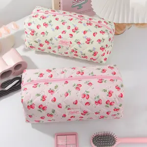 1PC Pink Bowknot And Flower Pattern Hair Dryer & Curler Storage Bags For Travel Portable Cosmetic & Toiletry Storage Bag Dustproof Large Capacity Handheld Cosmetic Pouch