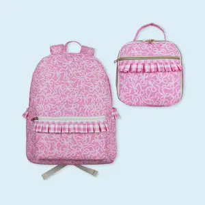 Pink bow kids baby backpack bag