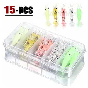 15/30pcs Realistic Shrimp Soft Fishing Lures, Artificial Lures, Crappie Fishing Gear for Freshwater & Saltwater Use, Outdoor Fun, Spring Glow Up, Summer Vibes, Artificial Fishing Lures