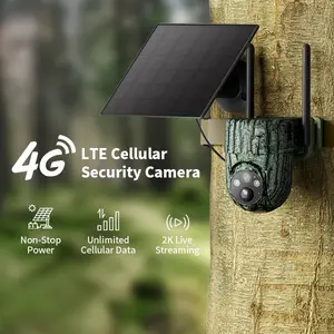 4G LTE Cellular Solar Powered Surveillance Security Camera CB84S – 2K HD Video 360° View, No WIFI, Remote APP Controlled, Motion Activated, Night Vision, Outdoor, 4G Data Card Included (Data refill is required)