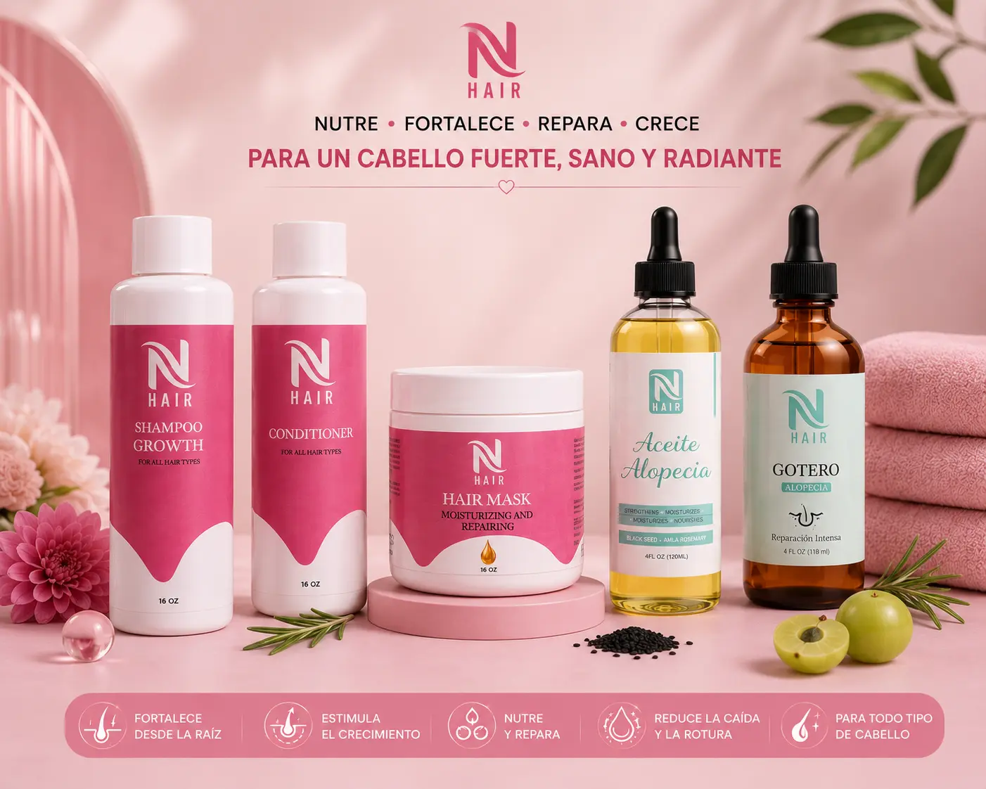 NhAir Intensive Therapy Nourishing Scalp Set - Nutritive Shampoo, Deep Conditioner, Lavender & Coconut Oil Moisturizer for Hair Repair & Scalp Care, Hydrating, Cleanser, Self Care Kit Bundle, Youth, Moisture, Beauty Products, Haircare, Nutrient Rich, Repa