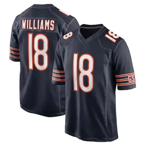 Chicago Williams 18 Black/Navy/Orange/White Football Player Game Jerseys, Stitched Sports T-shirts Top for Men Women Youth Boys Girls