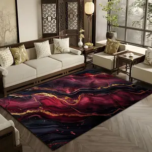 Marble Pattern Floor Mat, 1 Count Non-slip Washable Floor Carpet, Decorative Area Rug for Home Living Room Bedroom Hotel Dormitory