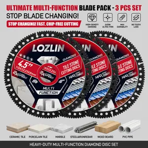 3PCS/6PCS 4.5" Diamond Cutting Blade - No-Chipping Dry Cut Power Tool Accessory for Porcelain,Metal,Tile,Ceramics,PVC, Angle Grinding Saw Blades
